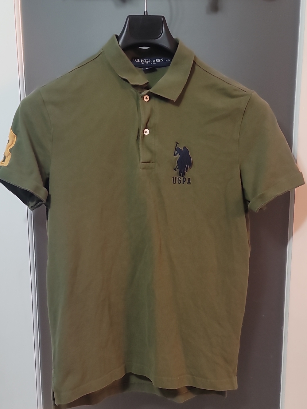 U.S. Polo Assn. Olive Green Short Sleeve Polo with Navy Logo